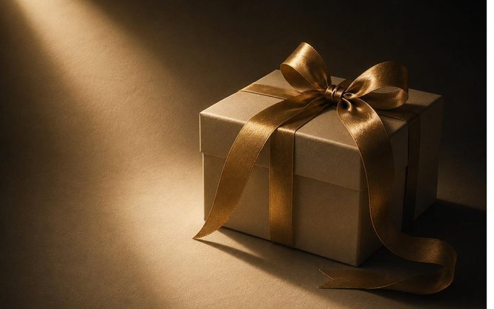 Geschenk mit goldener Schleife — Geschenke & Anlässe
